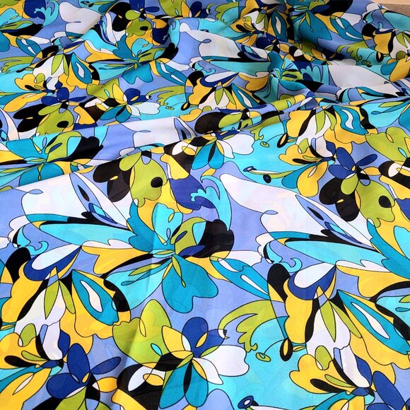 Blue and yellow vibrant colors sewing fabric. - Picture 5 of 8